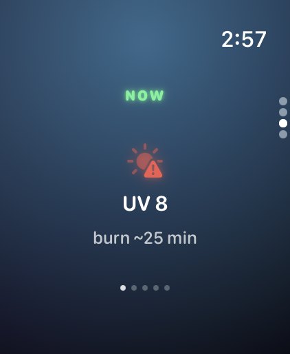 Apple Watch UV 8, burn in about 25 minutes